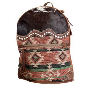 Myra Bag Avery S-5294 Women’s Large Aztec Rug Hair-on Hide Leather Backpack
